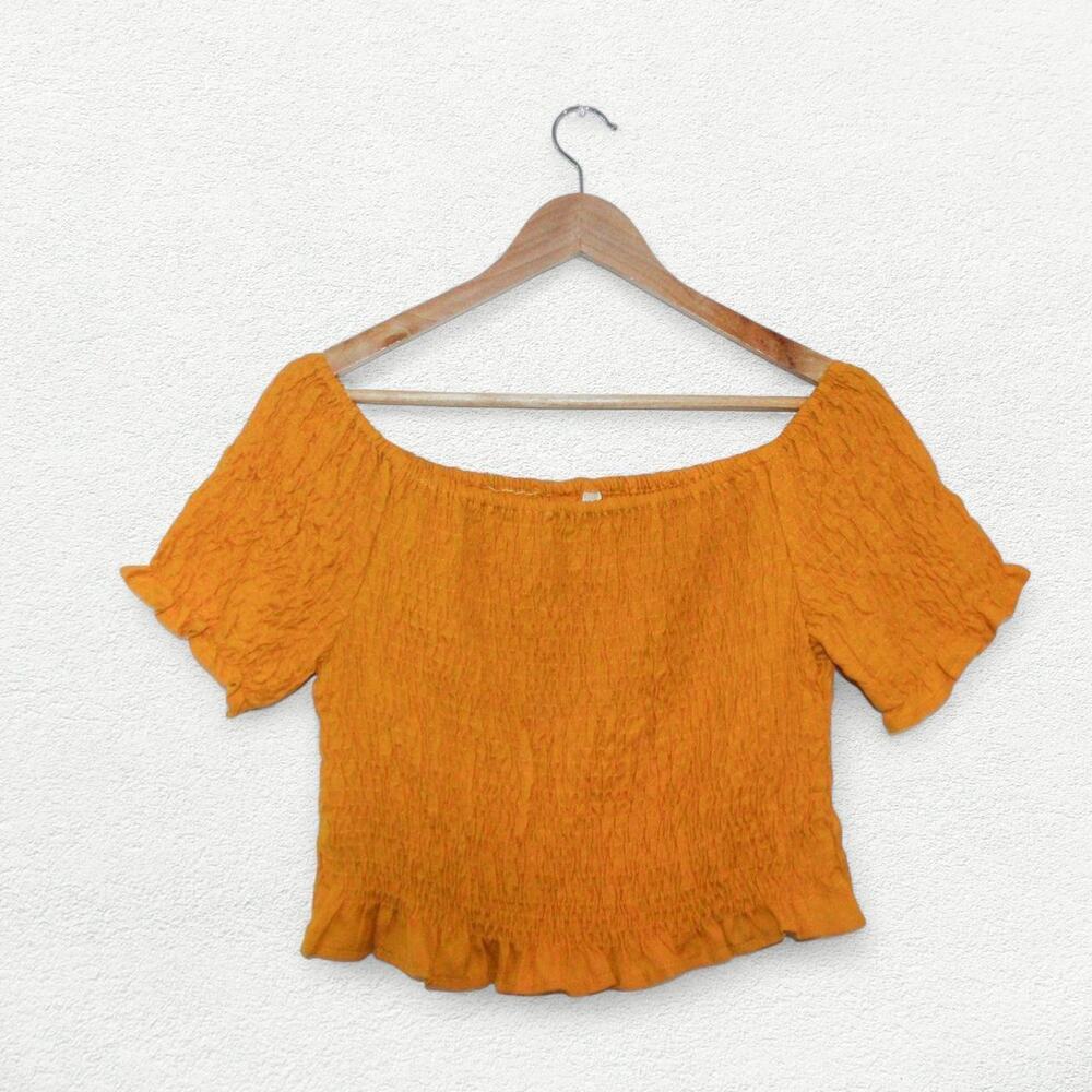 Live 4 Truth Smock Ruched Crop Top in Yellow